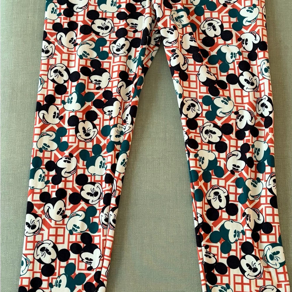 LuLaRoe Women's Leggings - Mickey Mouse Red,Green and Black